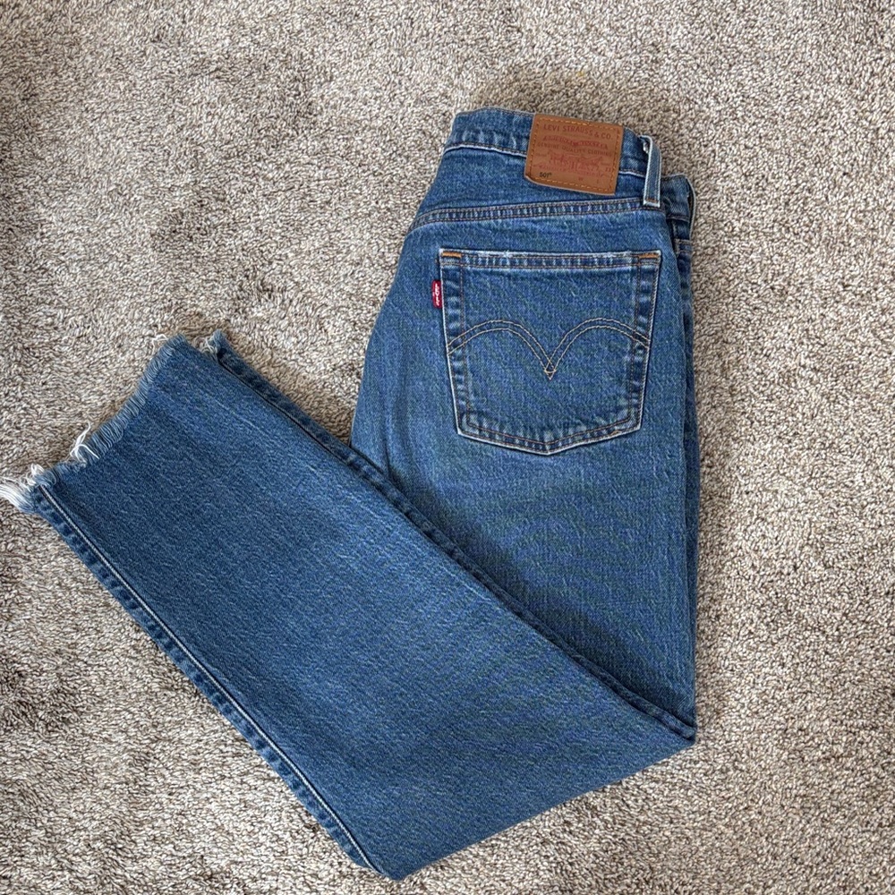Levi's 501s Medium Blue Straight Leg Denim Jeans